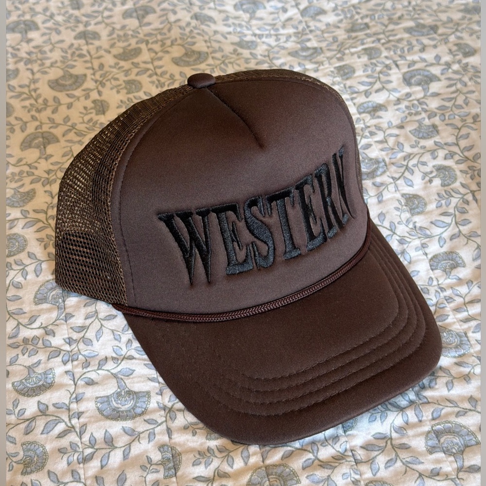 Western Embroidered Trucker Cap - Brown